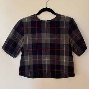 Rag & Bone Plaid Cropped Blouse